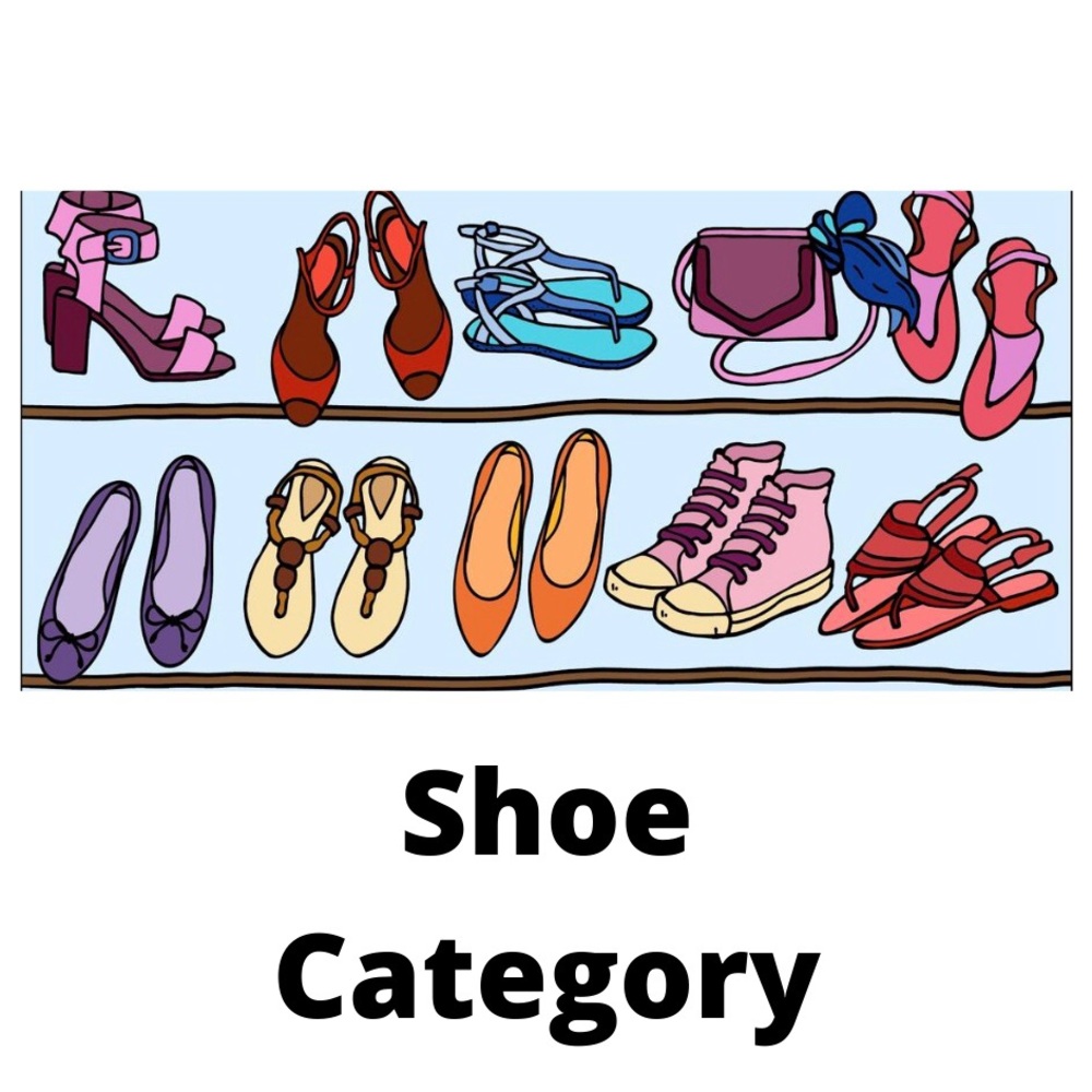 Shoes of many styles and sizes